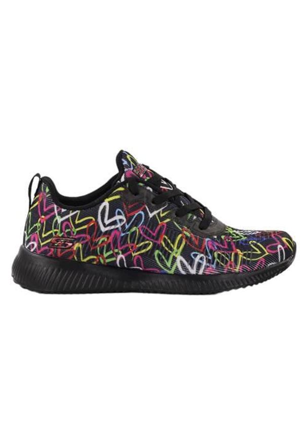 skechers - Buty do chodzenia damskie Skechers Bobs Squad. Zapięcie: sznurówki. Kolor: czarny. Materiał: guma. Szerokość cholewki: normalna. Sport: turystyka piesza