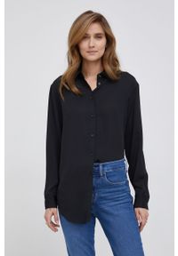 Calvin Klein Koszula damska kolor czarny relaxed z kołnierzykiem klasycznym. Typ kołnierza: kołnierzyk klasyczny. Kolor: czarny. Materiał: tkanina. Styl: klasyczny #1