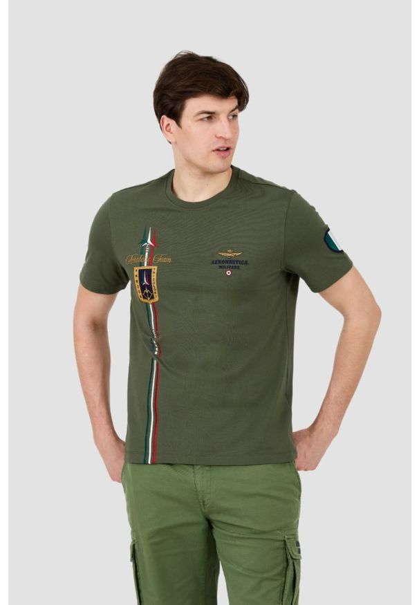 Aeronautica Militare - AERONAUTICA MILITARE Zielony t-shirt Frecce Tricolori Short Sleeve. Kolor: zielony