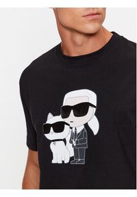 Karl Lagerfeld - KARL LAGERFELD T-Shirt 755061 534241 Czarny Regular Fit. Typ kołnierza: dekolt w karo. Kolor: czarny. Materiał: bawełna #5