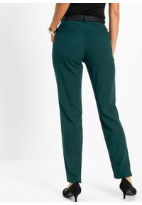 Spodnie ze stretchem bonprix głęboki zielony. Kolor: zielony. Materiał: poliester, materiał, wiskoza, elastan #5