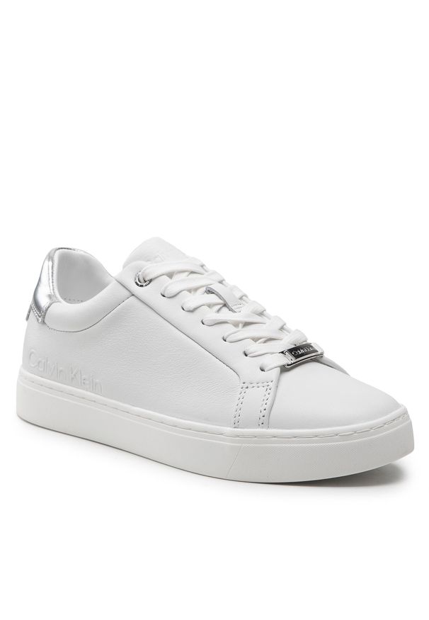 Sneakersy Calvin Klein Cupsole Lace Up HW0HW01326 White/Silver 0K8. Kolor: biały. Materiał: skóra