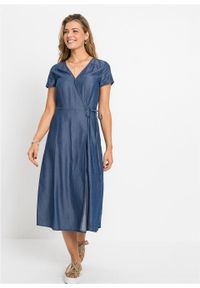 Sukienka dżinsowa kopertowa bonprix niebieski "stone”. Kolor: niebieski. Typ sukienki: kopertowe #3