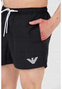 Emporio Armani - EMPORIO ARMANI Czarne męskie kąpielówki De bain logo brodé, Rozmiar 52. Kolor: czarny