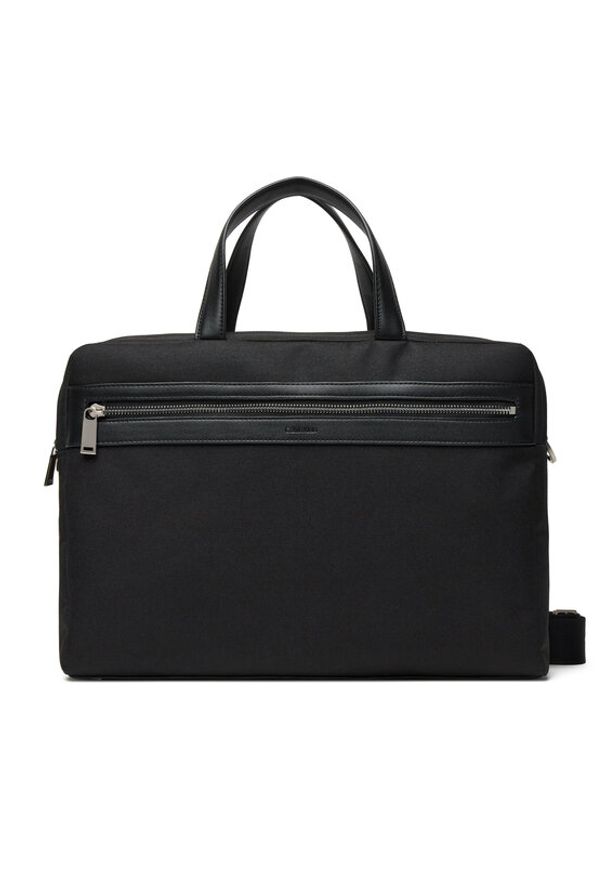 Calvin Klein Torba na laptopa Contrast Commuter Bag LV04D3032G Czarny. Kolor: czarny. Materiał: skóra