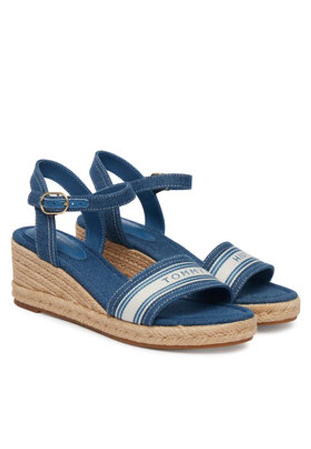 TOMMY HILFIGER - Tommy Hilfiger Espadryle Mid Wedge Espad Webbing FW0FW09230 Niebieski. Kolor: niebieski. Materiał: materiał