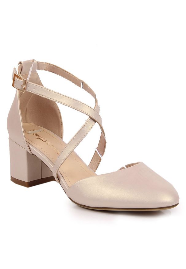 Sandały damskie z paseczkami perłowo beżowe Sergio Leone SK824. Kolor: beżowy, biały, wielokolorowy. Materiał: skóra ekologiczna