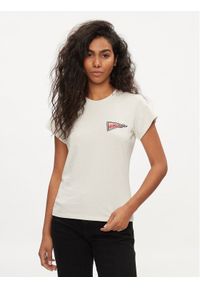 Wrangler T-Shirt Shrunken Band 112350301 Écru Slim Fit. Materiał: bawełna #1