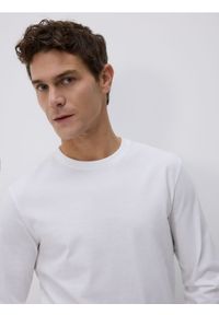 Reserved - Longsleeve z merceryzowanej bawełny - biały. Kolor: biały. Materiał: bawełna. Długość rękawa: długi rękaw #1