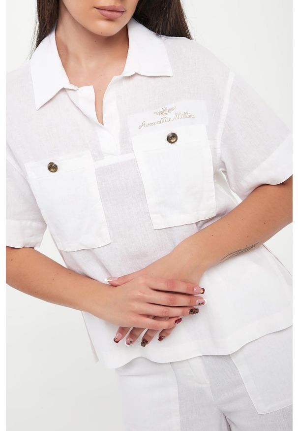 Aeronautica Militare - Koszula damska z krótkim rękawem AERONAUTICA MILITARE. Długość rękawa: krótki rękaw. Długość: krótkie