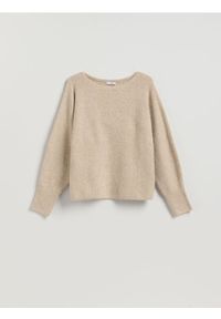 Reserved - Sweter z domieszką wełny - beżowy. Kolor: beżowy. Materiał: wełna