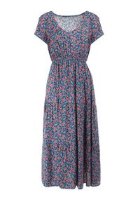 Born2be - Niebieska Sukienka Helledeia. Kolor: niebieski. Wzór: aplikacja, kwiaty. Sezon: wiosna, lato. Długość: midi #3