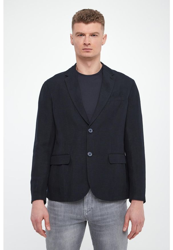 Armani Exchange - Marynarka męska jednorzędowa lniana ARMANI EXCHANGE. Materiał: len