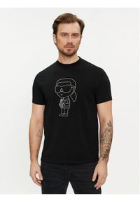 Karl Lagerfeld - KARL LAGERFELD T-Shirt 755054 542221 Czarny Regular Fit. Typ kołnierza: dekolt w karo. Kolor: czarny. Materiał: bawełna #1