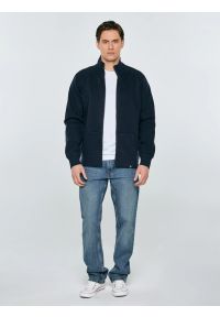 Big-Star - Bluza męska rozpinana granatowa Madorol 403. Typ kołnierza: kołnierzyk stójkowy, kaptur. Kolor: niebieski. Materiał: dzianina, jeans, żakard #3