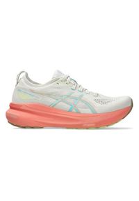 Buty do tenisa damskie Asics Gel Kayano 31. Zapięcie: sznurówki. Kolor: biały. Materiał: materiał, syntetyk, tkanina. Szerokość cholewki: normalna. Model: Asics Gel Kayano. Sport: tenis
