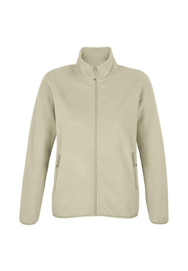 SOL'S - Damska Bluza Polarowa Factor Zapinana Na Zamek Błyskawiczny. Kolor: beżowy. Materiał: polar. Sezon: zima. Styl: sportowy