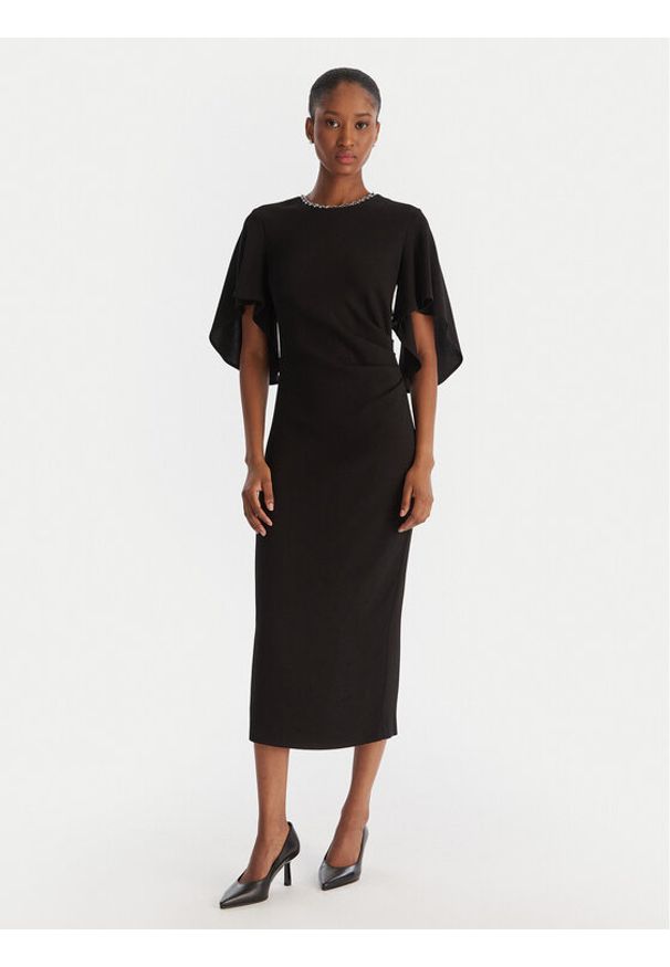 Pinko - PINKO Sukienka koktajlowa Scopone Abito 105583 A2Q2 Czarny Regular Fit. Kolor: czarny. Materiał: wiskoza. Styl: wizytowy