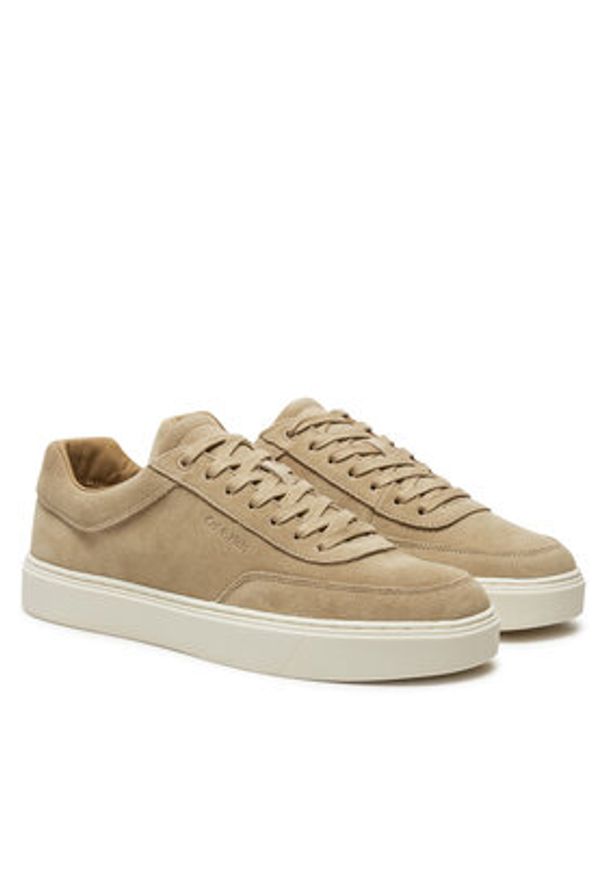 Calvin Klein Sneakersy Lace Up Suede HM0HM01792 Beżowy. Kolor: beżowy. Materiał: zamsz, skóra