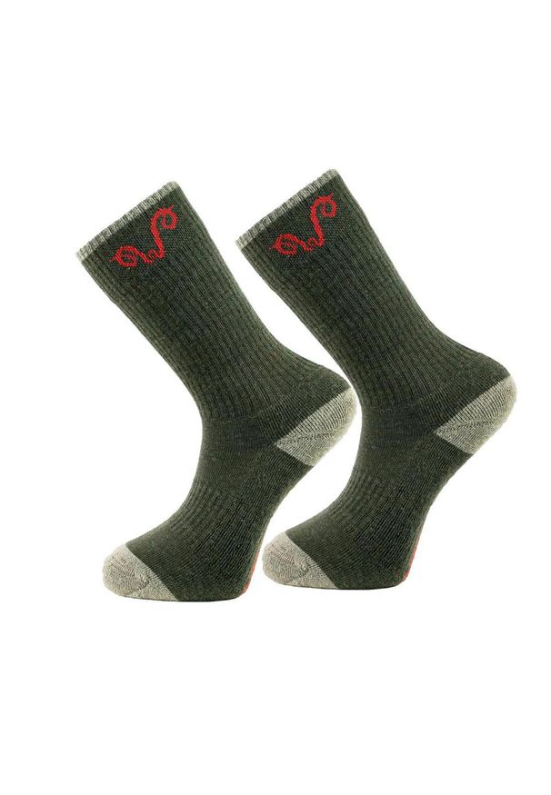 WOOLONA - Skarpety trekkingowe z wełny Merino. Kolor: zielony. Materiał: wełna. Sport: turystyka piesza