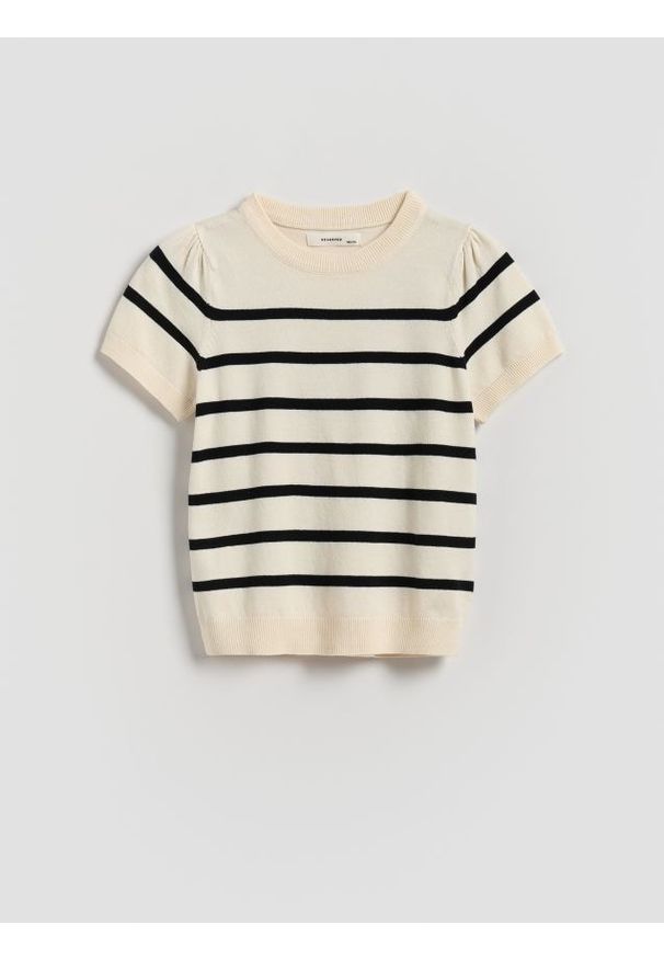 Reserved - Sweter z krótkim rękawem - wielobarwny. Materiał: wiskoza, dzianina. Długość rękawa: krótki rękaw. Długość: krótkie