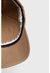 BOSS - Boss czapka bawełniana kolor beżowy gładka. Kolor: beżowy. Materiał: bawełna. Wzór: gładki