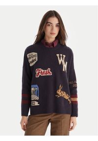 Weekend Max Mara Sweter Pavidi 2525366262 Granatowy Oversize. Kolor: niebieski. Materiał: wełna