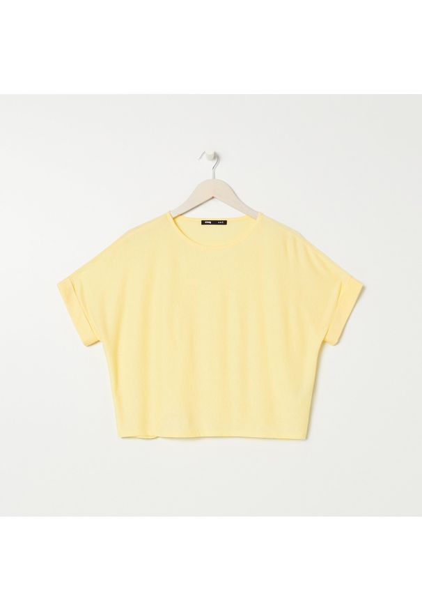 Sinsay - Koszulka loose fit - Żółty. Kolor: żółty