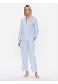 Seidensticker Spodnie piżamowe Woven Satin Pajama Pant Niebieski Straight Fit. Kolor: niebieski. Materiał: bawełna