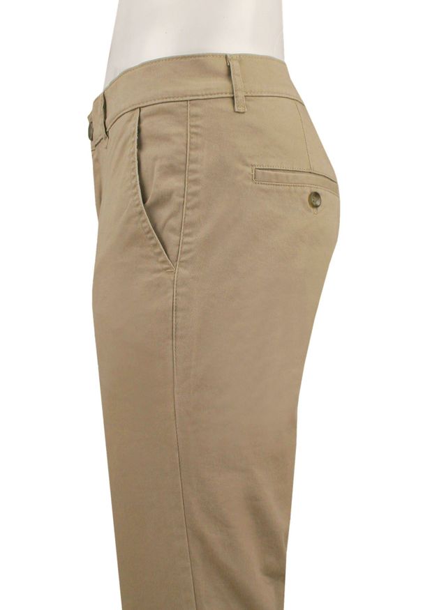 Męskie, Bawełniane Spodnie Typu Chinos - Victorio - Jasny Camel. Kolor: brązowy, wielokolorowy, beżowy. Materiał: elastan, bawełna