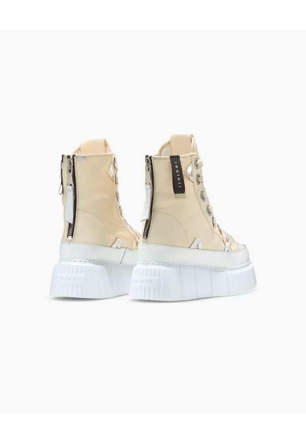 Inuikii - INUIKII MATILDA CANVAS HIGH Sneakersy damskie. Okazja: na co dzień, na spacer. Wysokość cholewki: przed kolano. Kolor: beżowy. Materiał: guma, materiał. Szerokość cholewki: normalna. Sezon: lato. Sport: turystyka piesza