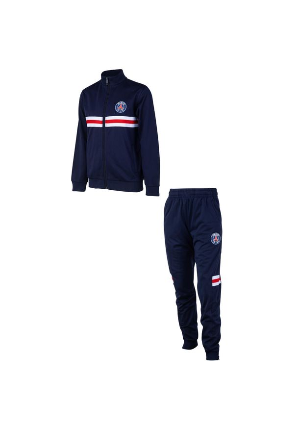 PSG - Dres piłkarski dla dorosłych Paris Saint-Germain. Kolor: niebieski. Materiał: dresówka. Sport: piłka nożna