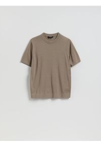 Reserved - Sweter z krótkim rękawem - beżowy. Kolor: beżowy. Materiał: dzianina, bawełna. Długość rękawa: krótki rękaw. Długość: krótkie