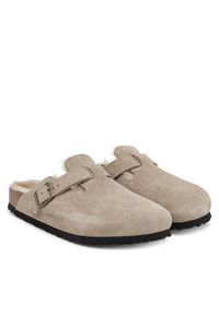 Birkenstock Klapki Boston Shearling 1028299 Beżowy. Kolor: beżowy. Materiał: skóra, zamsz #5