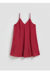 Reserved - Sukienka mini z lyocellem - czerwony. Kolor: czerwony. Materiał: tkanina. Długość: mini #1