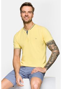 Lancerto - Koszulka Polo Bawełniana Żółta Damian. Typ kołnierza: polo. Kolor: żółty. Materiał: bawełna #1
