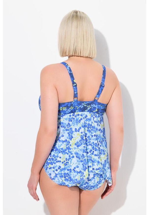 ULLA POPKEN - Damskie Tankini różne wzory miękkie miseczki ramiączka z regulacją z recyklingu. Kolekcja: plus size. Kolor: niebieski. Materiał: elastan, poliamid, materiał