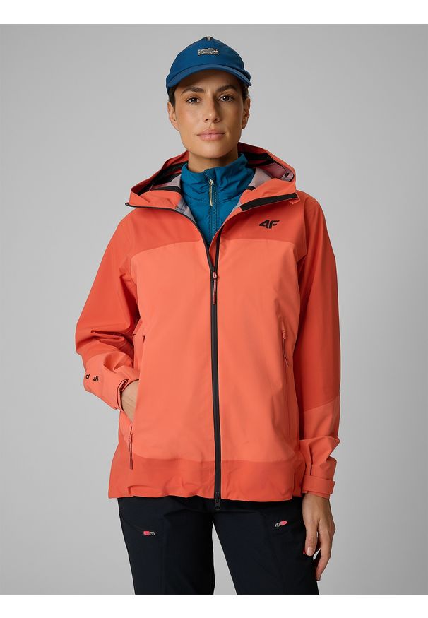 4f - 4F Kurtka trekkingowa przeciwdeszczowa membrana 20000 damska - czerwona XXL. Kolor: różowy. Materiał: tkanina, materiał. Sezon: lato