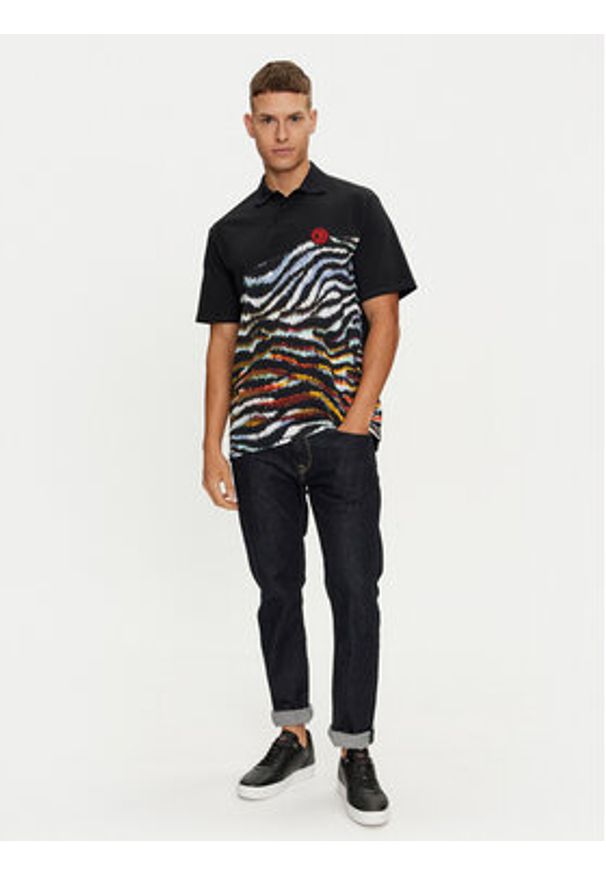 Just Cavalli Polo 76OAG6R1 Czarny Regular Fit. Typ kołnierza: polo. Kolor: czarny. Materiał: bawełna