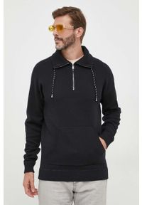 BOSS sweter z domieszką wełny męski kolor czarny lekki z półgolfem. Kolor: czarny. Materiał: wełna. Długość: krótkie #1