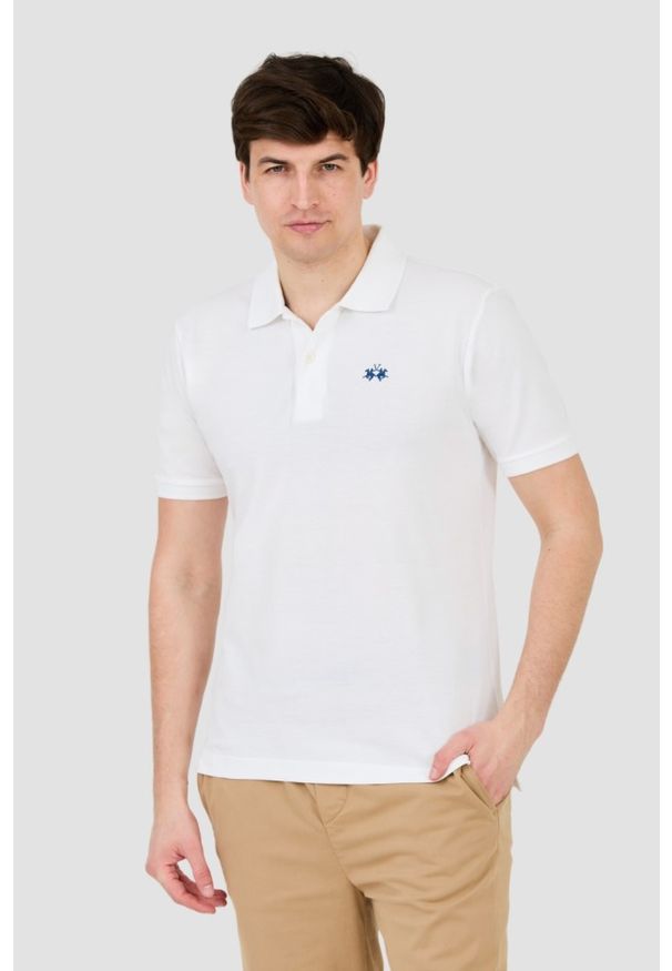 La Martina - LA MARTINA Białe męskie polo z małym logo, Rozmiar XL. Typ kołnierza: polo. Kolor: biały