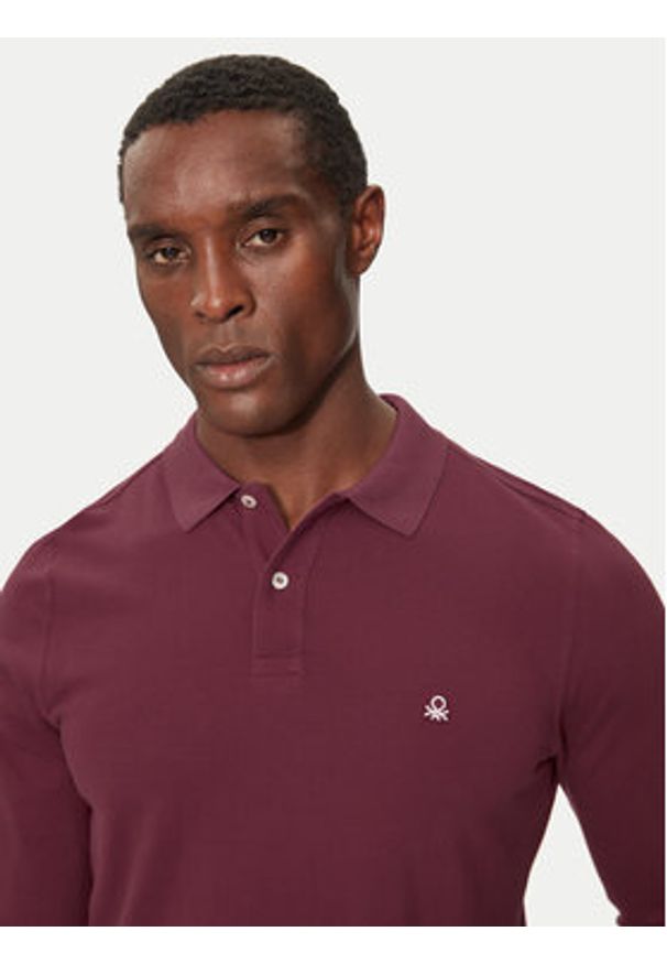 United Colors of Benetton - United Colors Of Benetton Polo 3089J3204 Bordowy Regular Fit. Typ kołnierza: polo. Kolor: czerwony. Materiał: bawełna