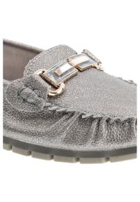 Srebrne Mokasyny S.Barski Wsuwane Obuwie Damskie. Okazja: na co dzień. Zapięcie: bez zapięcia. Kolor: srebrny. Materiał: skóra. Szerokość cholewki: normalna. Styl: casual, klasyczny, elegancki #2