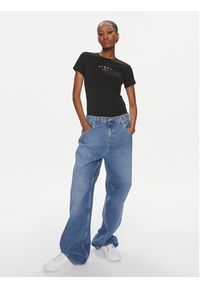 Tommy Jeans T-Shirt Essential Logo DW0DW18140 Czarny Slim Fit. Kolor: czarny. Materiał: bawełna, syntetyk #4