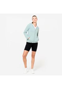 DOMYOS - Bluza na zamek damska Domyos Gym & Pilates. Kolor: zielony. Materiał: bawełna, materiał, elastan. Sport: joga i pilates