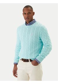 Polo Ralph Lauren Sweter 710775885547 Turkusowy Regular Fit. Typ kołnierza: polo. Kolor: turkusowy. Materiał: bawełna #1