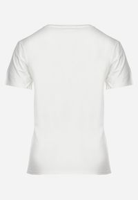 Born2be - Biały Bawełniany T-shirt z Ozdobnym Napisem Floerin. Okazja: na co dzień. Kolor: biały. Materiał: bawełna. Wzór: napisy. Styl: casual, elegancki #5