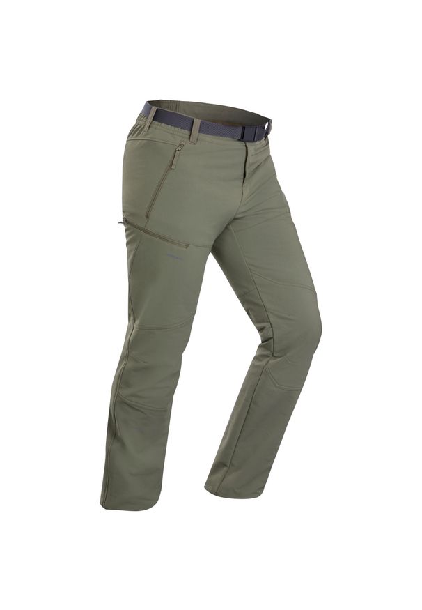 quechua - Spodnie turystyczne - SH500 x-Warm - stretch męskie. Kolor: brązowy, zielony, wielokolorowy. Materiał: materiał, syntetyk, elastan, tkanina, poliester, poliamid. Sezon: zima