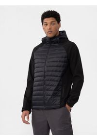 4f - 4F Kurtka softshell wiatroodporna membrana 8000 męska - czarna 3XL. Typ kołnierza: kaptur. Kolor: czarny. Materiał: softshell. Technologia: Windstopper
