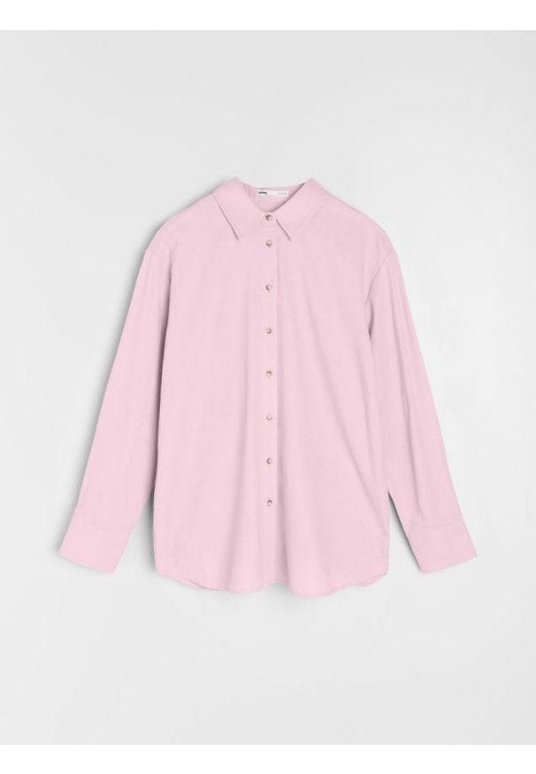 Sinsay - Koszula z domieszką lnu - różowy. Kolor: różowy. Materiał: len
